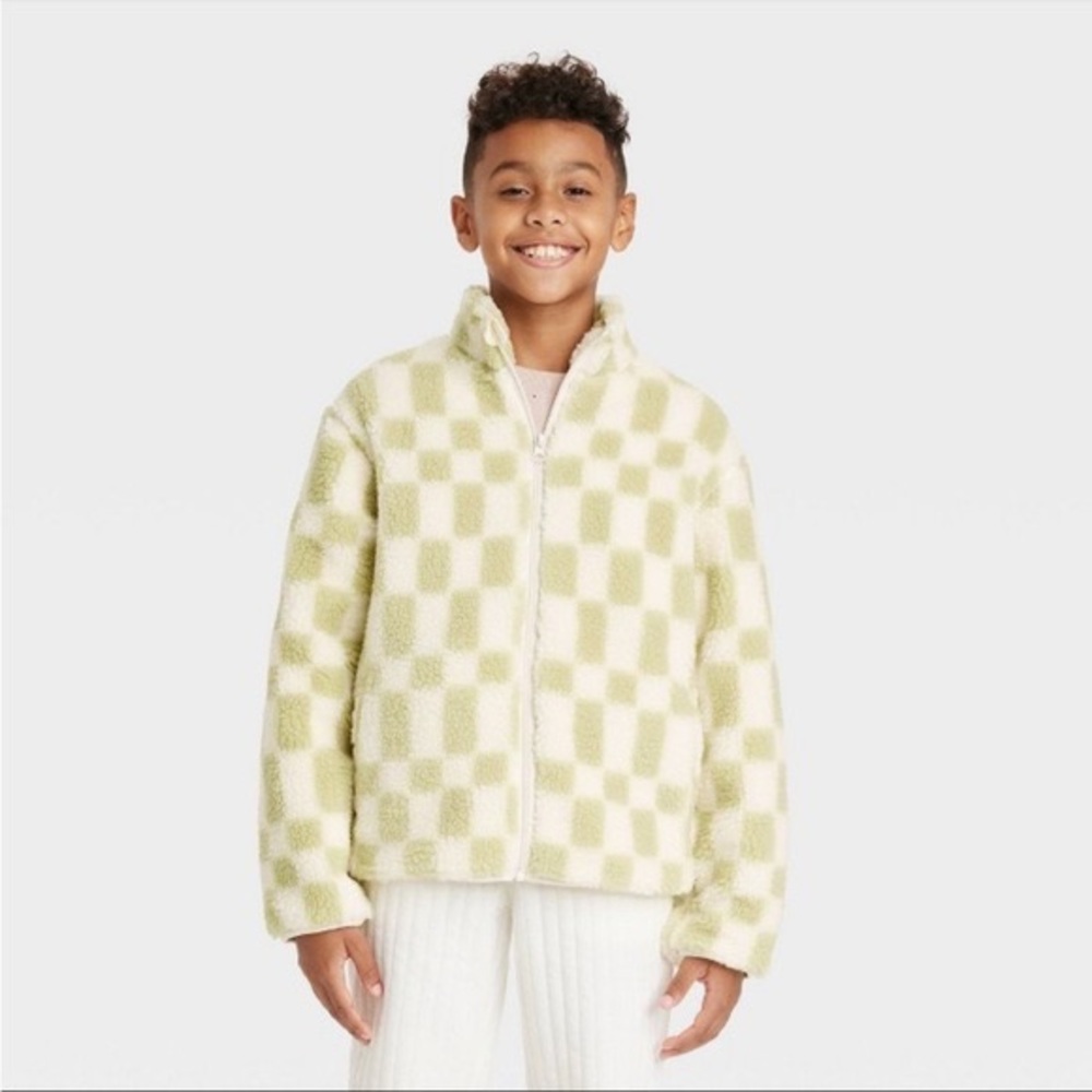Cat & Jack green checkered jacket Viral tik tok. Super soft and cute! XL 14/16